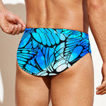 Blue Butterfly Wings Pattern Print Men's Swim Briefs