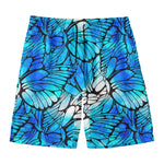 Blue Butterfly Wings Pattern Print Men's Swim Trunks