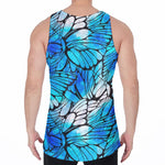 Blue Butterfly Wings Pattern Print Men's Velvet Tank Top