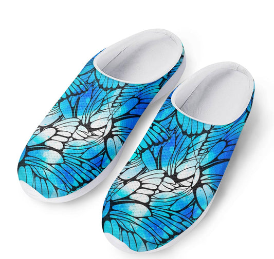 Blue Butterfly Wings Pattern Print Mesh Casual Shoes