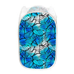 Blue Butterfly Wings Pattern Print Mesh Laundry Hamper