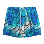 Blue Butterfly Wings Pattern Print Mesh Shorts