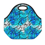 Blue Butterfly Wings Pattern Print Neoprene Lunch Bag