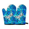 Blue Butterfly Wings Pattern Print Oven Mitts