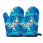 Blue Butterfly Wings Pattern Print Oven Mitts