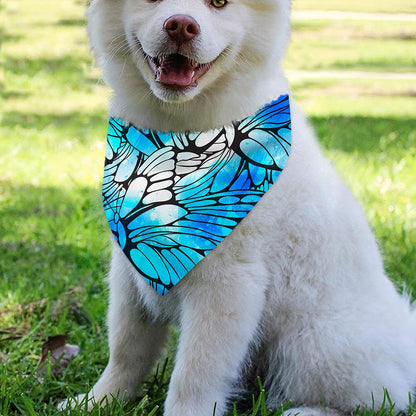 Blue Butterfly Wings Pattern Print Over The Collar Dog Bandana