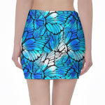 Blue Butterfly Wings Pattern Print Pencil Mini Skirt