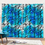 Blue Butterfly Wings Pattern Print Pencil Pleat Curtains