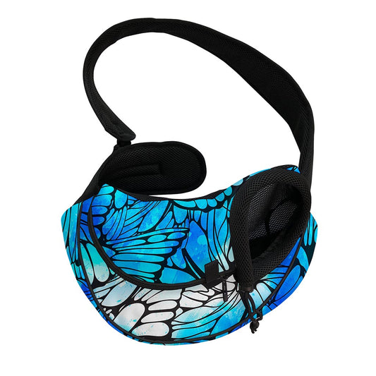 Blue Butterfly Wings Pattern Print Pet Sling Carrier