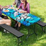 Blue Butterfly Wings Pattern Print Picnic Table Cover