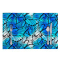 Blue Butterfly Wings Pattern Print Placemat