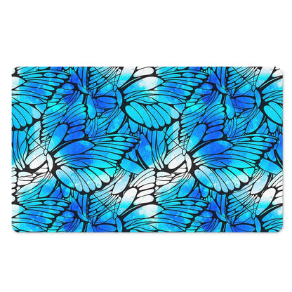 Blue Butterfly Wings Pattern Print Polyester Doormat