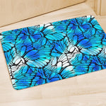 Blue Butterfly Wings Pattern Print Polyester Doormat