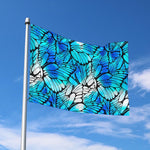 Blue Butterfly Wings Pattern Print Polyester Flag