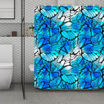 Blue Butterfly Wings Pattern Print Polyester Shower Curtain