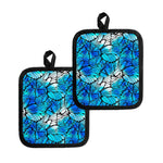 Blue Butterfly Wings Pattern Print Pot Holders