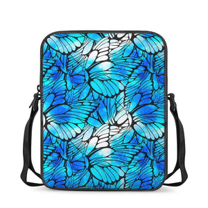 Blue Butterfly Wings Pattern Print Rectangular Crossbody Bag