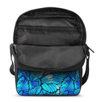 Blue Butterfly Wings Pattern Print Rectangular Crossbody Bag