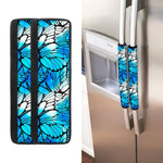 Blue Butterfly Wings Pattern Print Refrigerator Handle Covers
