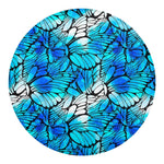 Blue Butterfly Wings Pattern Print Round Blanket