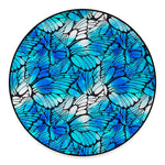 Blue Butterfly Wings Pattern Print Round Floor Mat