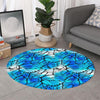 Blue Butterfly Wings Pattern Print Round Rug