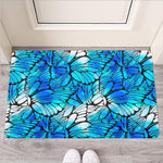 Blue Butterfly Wings Pattern Print Rubber Doormat