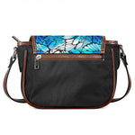Blue Butterfly Wings Pattern Print Saddle Bag