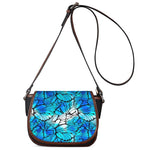 Blue Butterfly Wings Pattern Print Saddle Bag