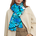 Blue Butterfly Wings Pattern Print Scarf