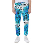 Blue Butterfly Wings Pattern Print Scuba Joggers