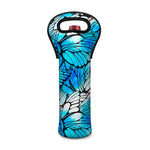 Blue Butterfly Wings Pattern Print Single Neoprene Wine Tote