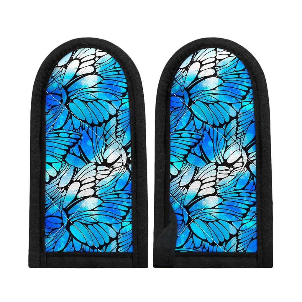 Blue Butterfly Wings Pattern Print Skillet Handle Cover