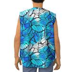 Blue Butterfly Wings Pattern Print Sleeveless Baseball Jersey