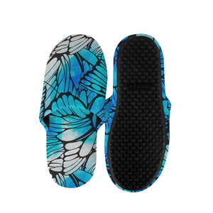 Blue Butterfly Wings Pattern Print Slippers