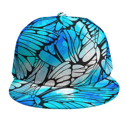 Blue Butterfly Wings Pattern Print Snapback Cap