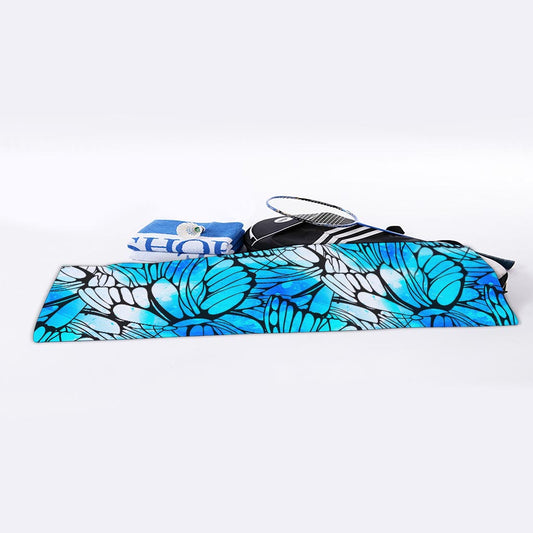 Blue Butterfly Wings Pattern Print Sports Towel