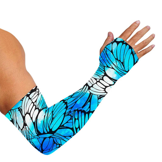 Blue Butterfly Wings Pattern Print Sun Protection Arm Sleeves