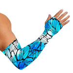 Blue Butterfly Wings Pattern Print Sun Protection Arm Sleeves