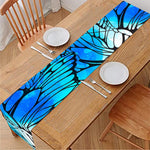 Blue Butterfly Wings Pattern Print Table Runner