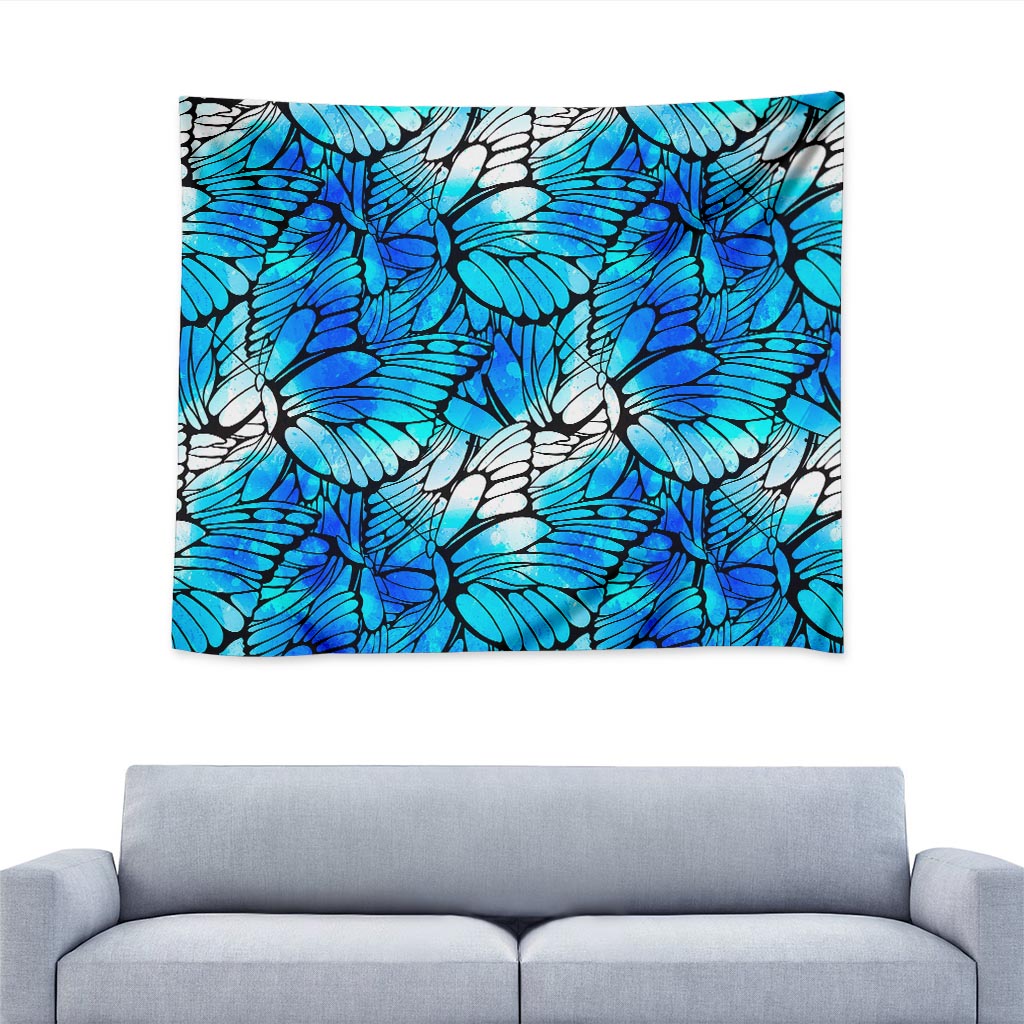 Blue Butterfly Wings Pattern Print Tapestry