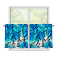 Blue Butterfly Wings Pattern Print Tier Curtains