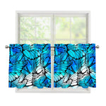 Blue Butterfly Wings Pattern Print Tier Curtains