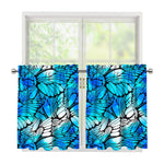 Blue Butterfly Wings Pattern Print Tier Curtains