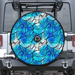 Blue Butterfly Wings Pattern Print Tire Cover With Camera Hole
