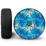 Blue Butterfly Wings Pattern Print Tire Cover With Camera Hole