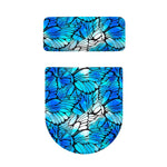 Blue Butterfly Wings Pattern Print Toilet Lid And Tank Cover Set