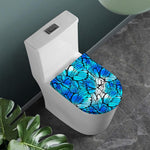 Blue Butterfly Wings Pattern Print Toilet Lid Cover