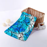 Blue Butterfly Wings Pattern Print Towel