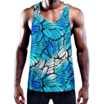 Blue Butterfly Wings Pattern Print Training Tank Top